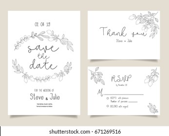 wedding invitation card template with text and flower