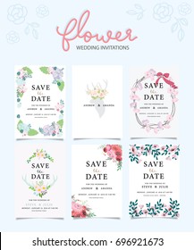 Wedding invitation card template with text