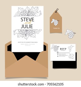 wedding invitation card template with text set