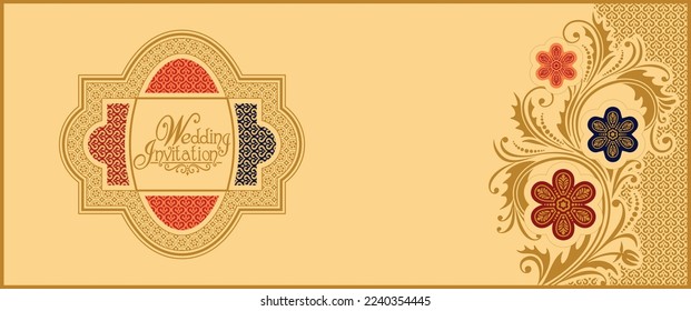  Wedding invitation card Template. Traditional Vector illustration.	
