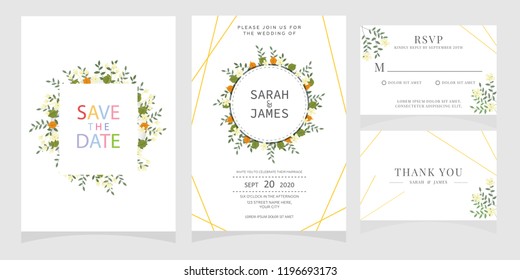 wedding invitation card template Vector illustration.