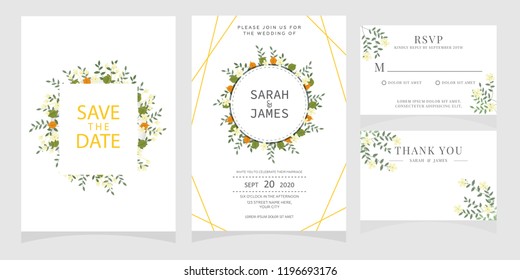 wedding invitation card template Vector illustration.