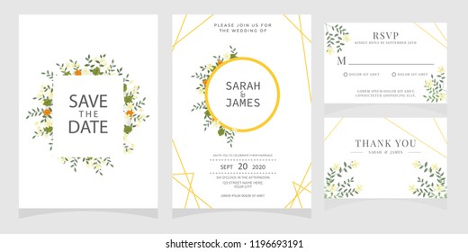 wedding invitation card template Vector illustration.
