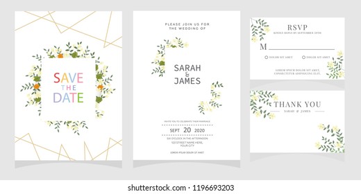wedding invitation card template Vector illustration.