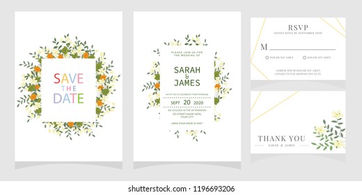 wedding invitation card template Vector illustration.