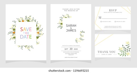 wedding invitation card template Vector illustration.