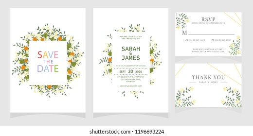 wedding invitation card template Vector illustration.