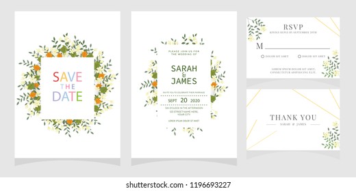 wedding invitation card template Vector illustration.
