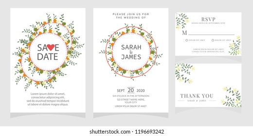 wedding invitation card template Vector illustration.