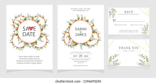 wedding invitation card template Vector illustration.