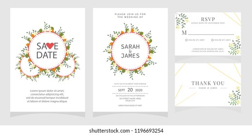 wedding invitation card template Vector illustration.