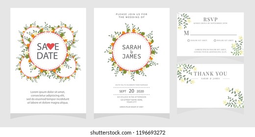 wedding invitation card template Vector illustration.