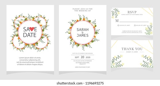 wedding invitation card template Vector illustration.