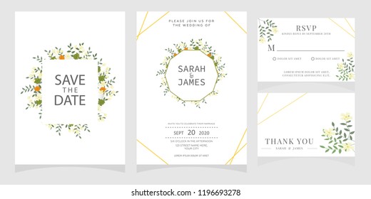 wedding invitation card template Vector illustration.