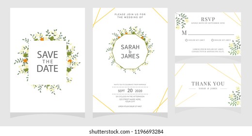 wedding invitation card template Vector illustration.