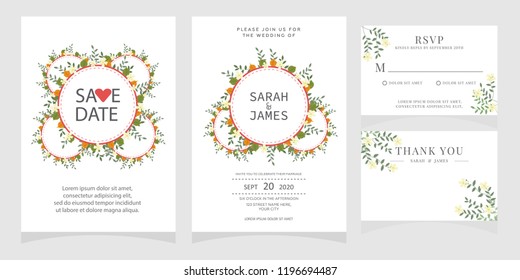 wedding invitation card template Vector illustration.