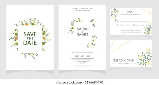wedding invitation card template Vector illustration.