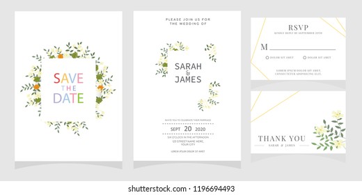 wedding invitation card template Vector illustration.