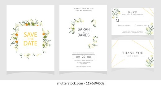 wedding invitation card template Vector illustration.