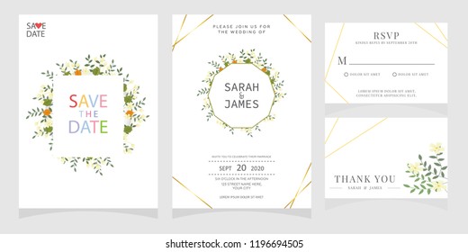 wedding invitation card template Vector illustration.