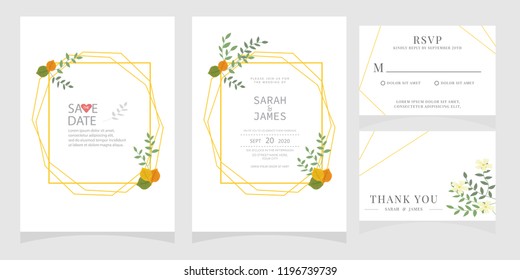 wedding invitation card template Vector illustration.