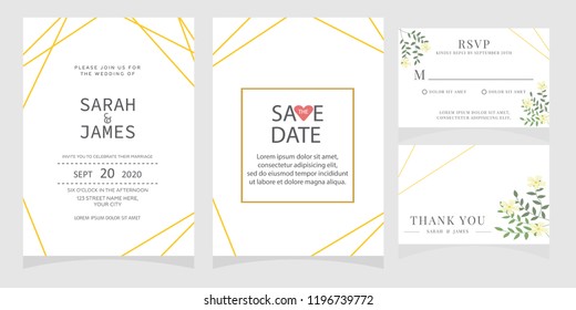 wedding invitation card template Vector illustration.