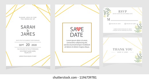 wedding invitation card template Vector illustration.