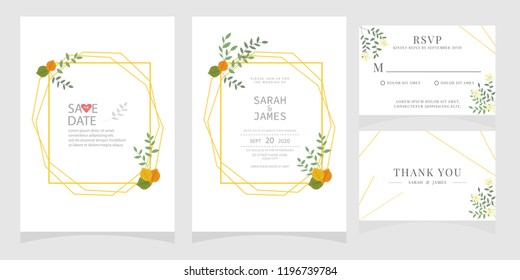 wedding invitation card template Vector illustration.