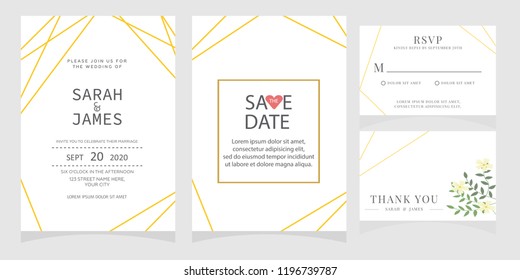 wedding invitation card template Vector illustration.
