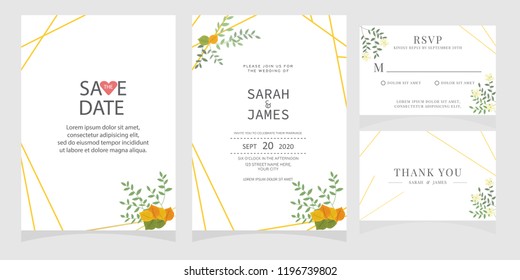 wedding invitation card template Vector illustration.