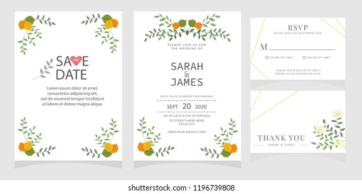 wedding invitation card template Vector illustration.