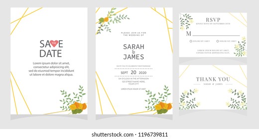 wedding invitation card template Vector illustration.