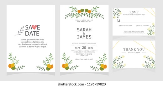 wedding invitation card template Vector illustration.