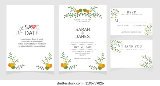 wedding invitation card template Vector illustration.