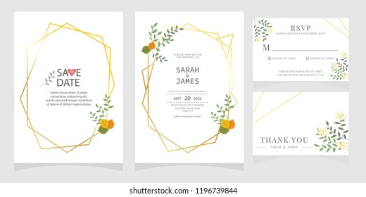 wedding invitation card template Vector illustration.