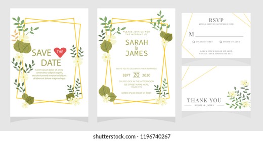 wedding invitation card template Vector illustration.