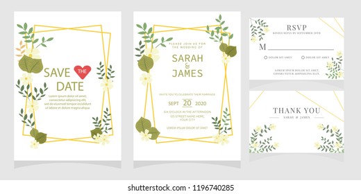 wedding invitation card template Vector illustration.