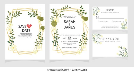 wedding invitation card template Vector illustration.