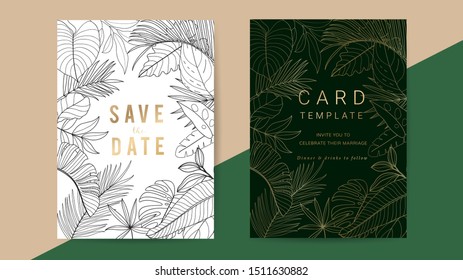 Wedding invitation card template.  Vector  Cards design for RSVP, Thank you card, Cover and poster design template.