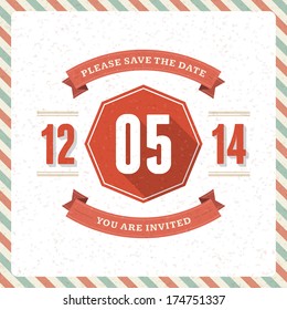 Wedding invitation card template vector vintage backgroud.  Retro typographic