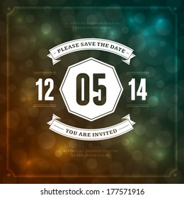 Wedding invitation card template vector vintage background. Retro flourish and calligraphic typographic design elements