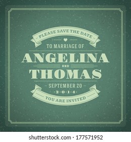 Wedding invitation card template vector vintage background. Retro flourish and calligraphic typographic design elements