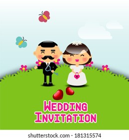 wedding invitation card template vector illustration