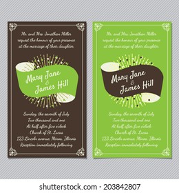 Wedding invitation card template vector vintage background. Retro style