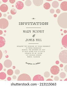 Wedding invitation card template vector vintage background. Retro style