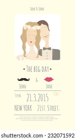 Wedding invitation card template. Vector illustration