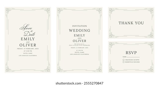 Wedding invitation card template. Vector illustration.