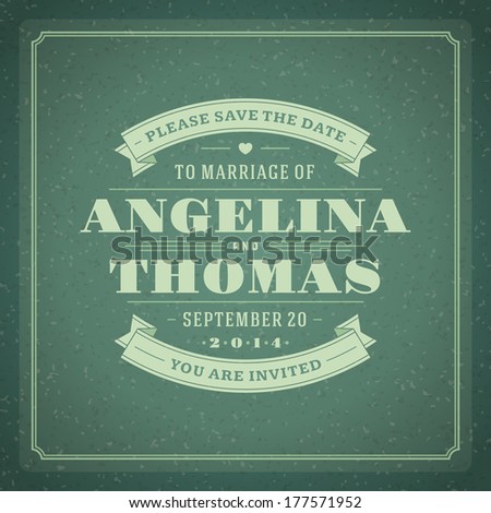 Wedding invitation card template vector vintage background. Retro flourish and calligraphic typographic design elements