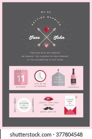 plantilla de tarjeta de invitación de boda vectorial/ilustración