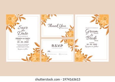 Wedding Invitation Card Template With Watercolor Floral Frame Decorations for wedding, bridal shower, baby shower, birthday party and memorable moment. Vector template.